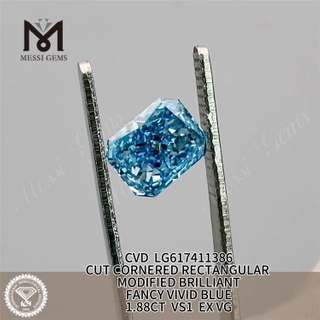 1.88CT VS1 EX VG CVD RECTANGULAR FANCY VIVID BLUE factory diamonds LG617411386丨Messigems