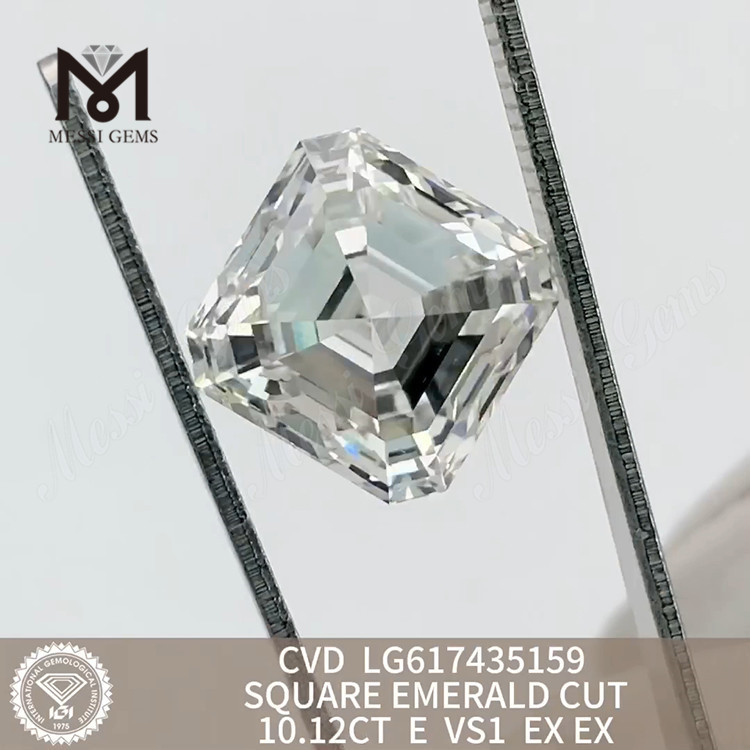 10.12CT E VS1 SQUARE EMERALD CUT buy cvd diamond Quality Investment丨Messigems CVD LG617435159
