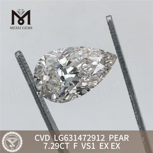 7.29CT F Pear laboratory-grown diamond VS1 EX EX CVD LG631472912丨Messigems