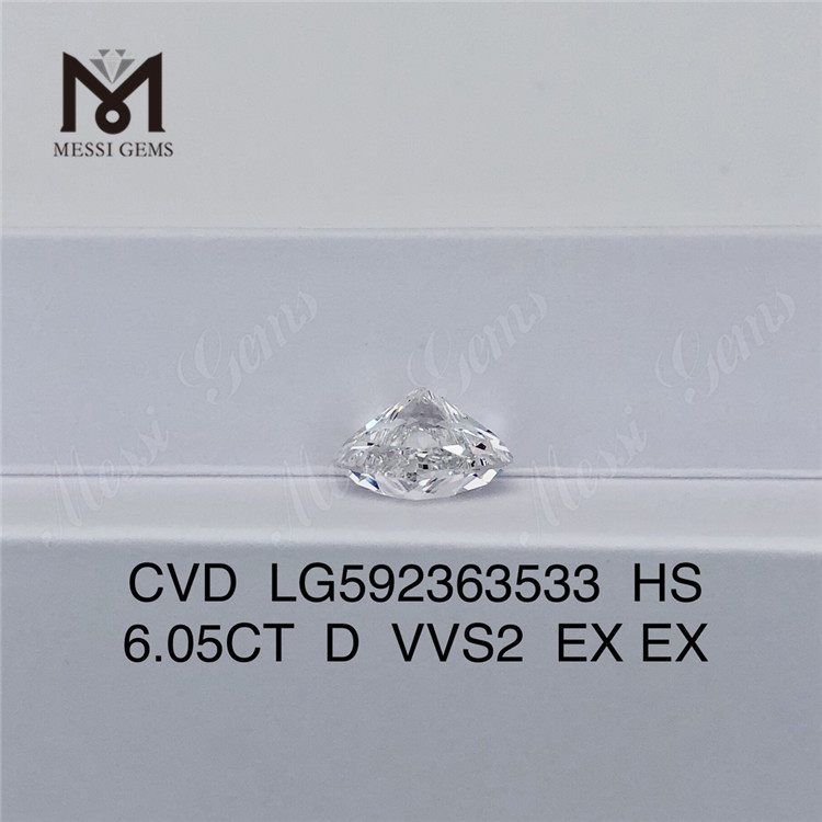 6.05CT D VVS2 EX EX CVD Diamonds HS Your Partner for Bulk Resale CVD LG592363533丨Messigems
