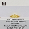 3.12CT MARQUISE Yellow Lab Cultured Diamonds VS1 EX EX CVD LG671422732 