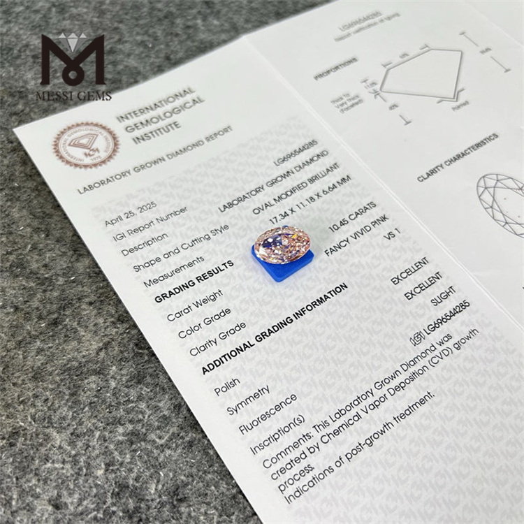 10.45ct fancy pink pear vs1 simulated diamond CVD LG696544285