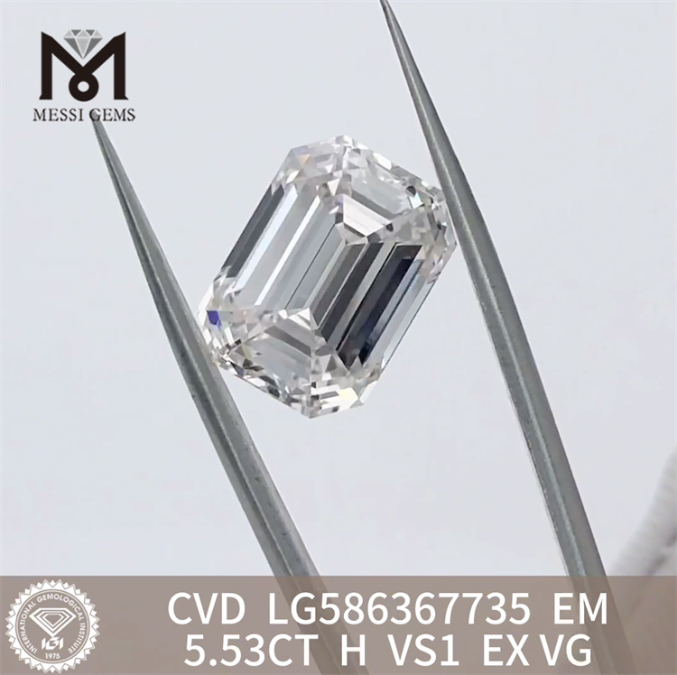 5.53CT H Emerald cut simulated diamonds VS1 EX VG CVD LG586367735
