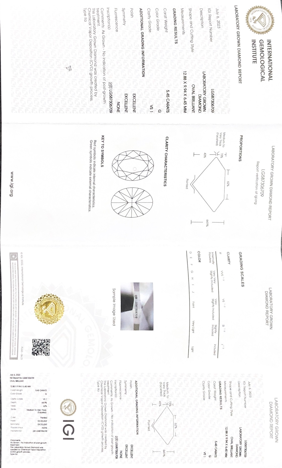 5.45ct IGI oval diamantes simulados