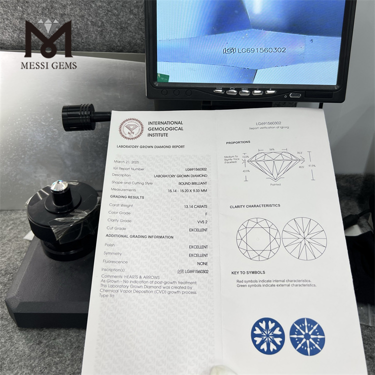 13.14CT F VVS2 3EX CVD loose lab diamond LG691560302 