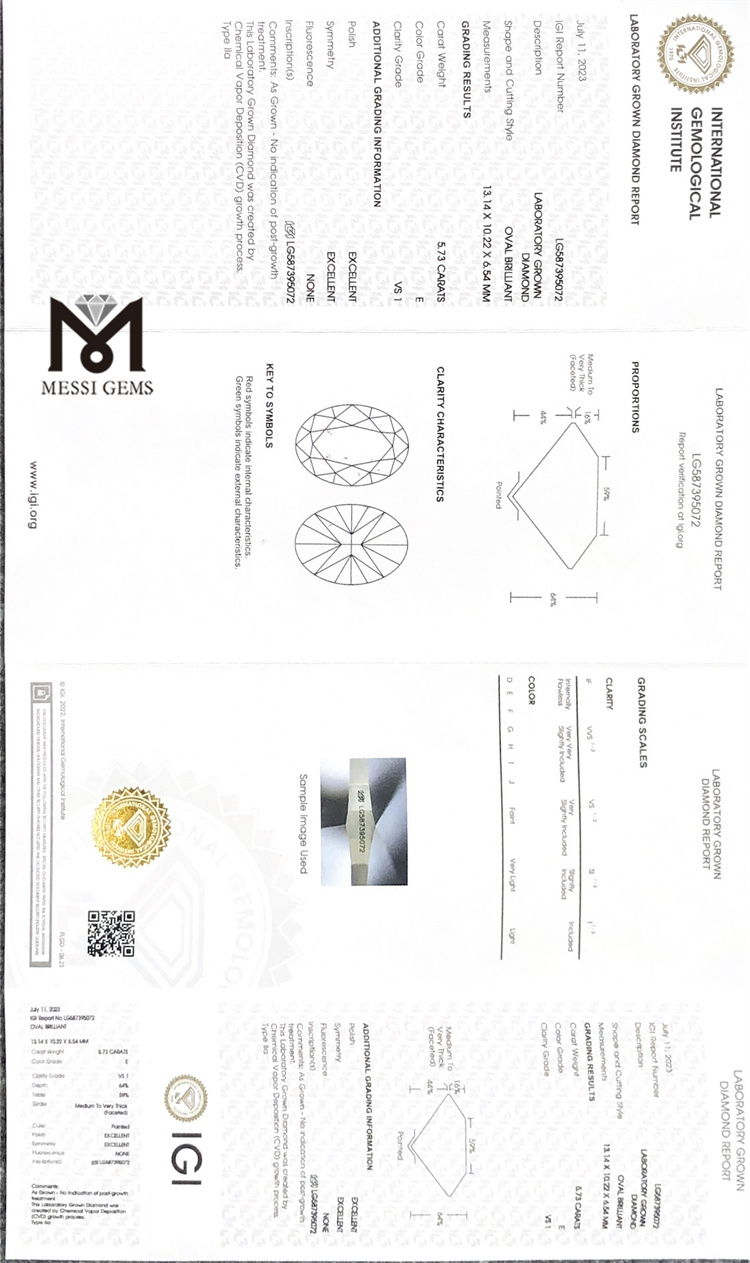 5.73ct oval loose lab diamond igi