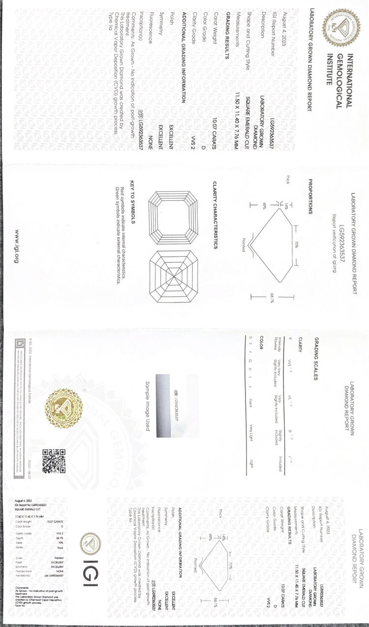 10ct SQ EM cut vvs simulated diamonds