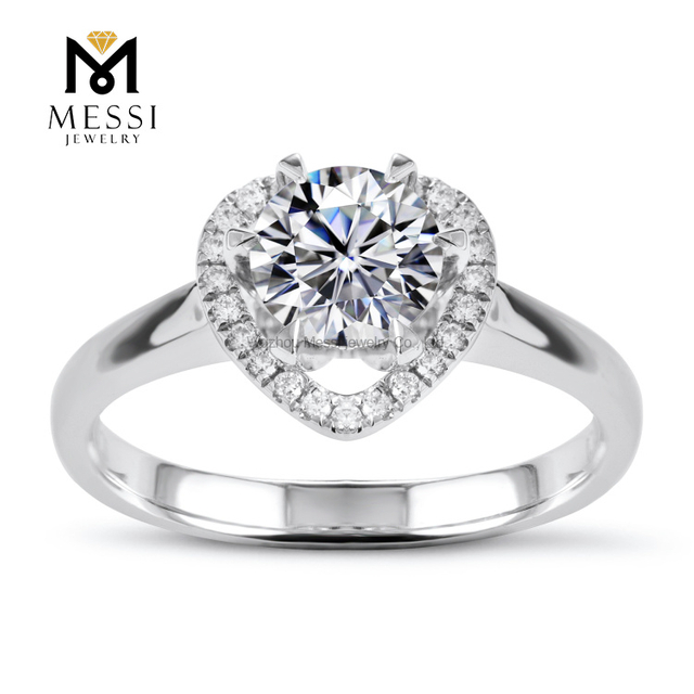1 carat heart white gold fashion moissanite gold ring for women