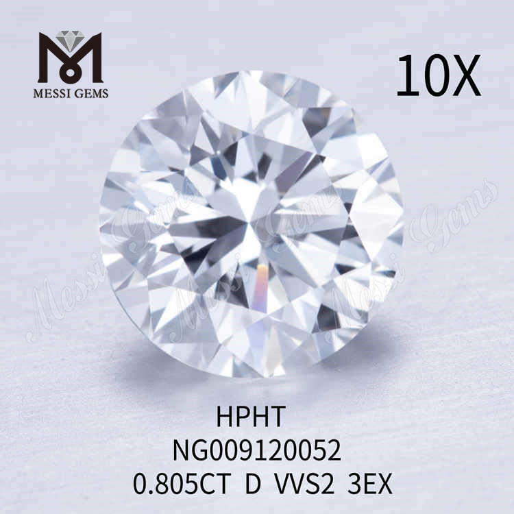 0.805CT white VVS2 3EX round loose lab made diamond 
