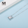 Wuzhou Factory 6.5mm Colorless Moissanite Pendant Necklace in 925 silver
