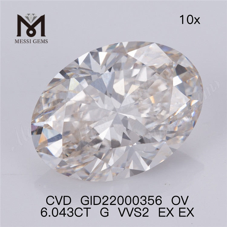 6.043ct G vvs loose lab diamond wholesale price oval shape largest synthetic diamond IGI
