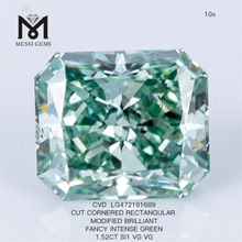 1.52ct fancy green cvd diamond RECTANGULAR lab grown green diamond