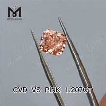 1.207ct cushion cut lab diamond fancy pink cvd cushion diamond on sale