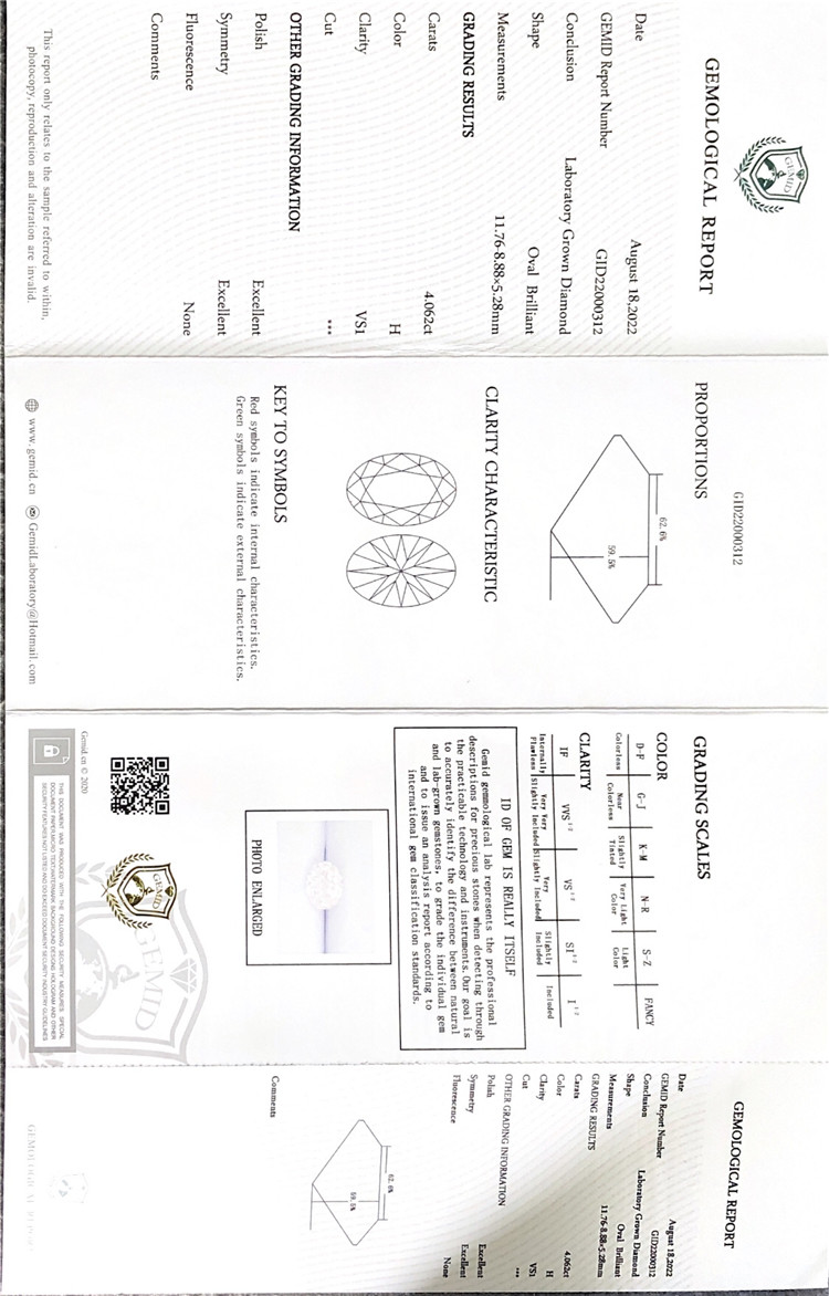 4.062ct CVD lab diamond OVAL shape EX Lab Grown Diamond for Sale