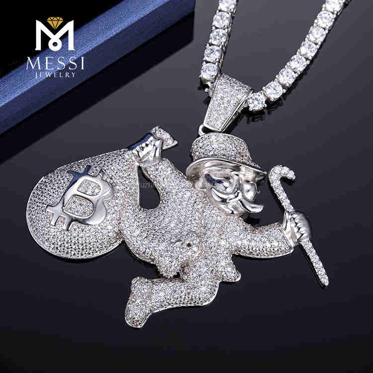 Hip hop men fashion necklace moissanite diamond iced out pendant