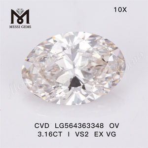 3.16CT OV Cut I Colour VS2 EX VG Lab Diamond CVD LG564363348