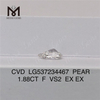 1.88ct F VS2 2 carat man made diamond PEAR chinese synthetic diamonds