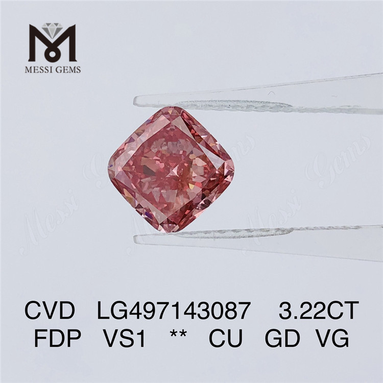 3.22CT FANCY DEEP PINK VS1 CU GD VG CVD lab grown diamond LG497143087