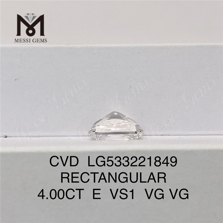 4.00CT RECTANGULAR Loose Lab Diamond E VS1 IGI Loose Synthetic Diamonds IGI Certificate