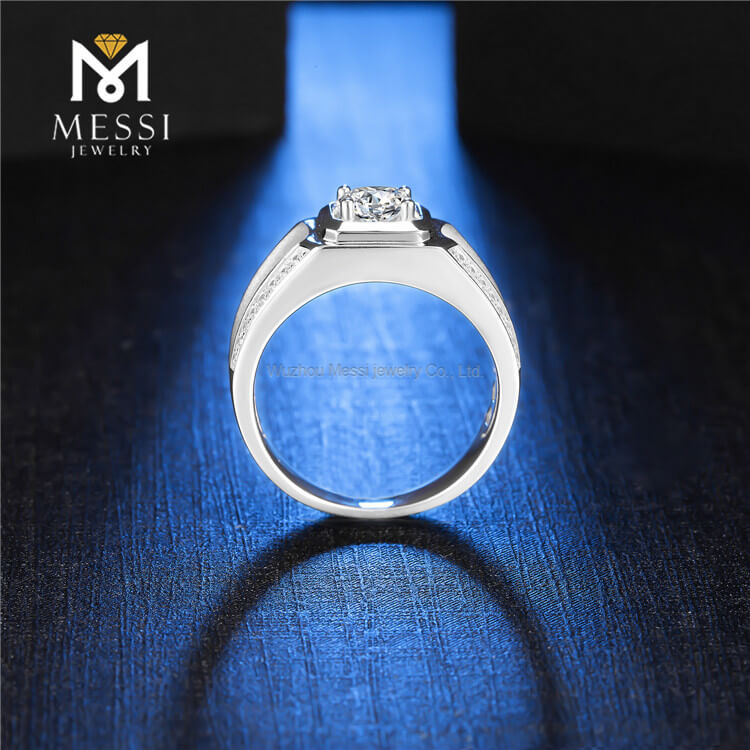 Wedding Engagement 14K 18k Gold Plated 925 Sterling Silver Rings 2CT 8mm Moissanite Man Ring