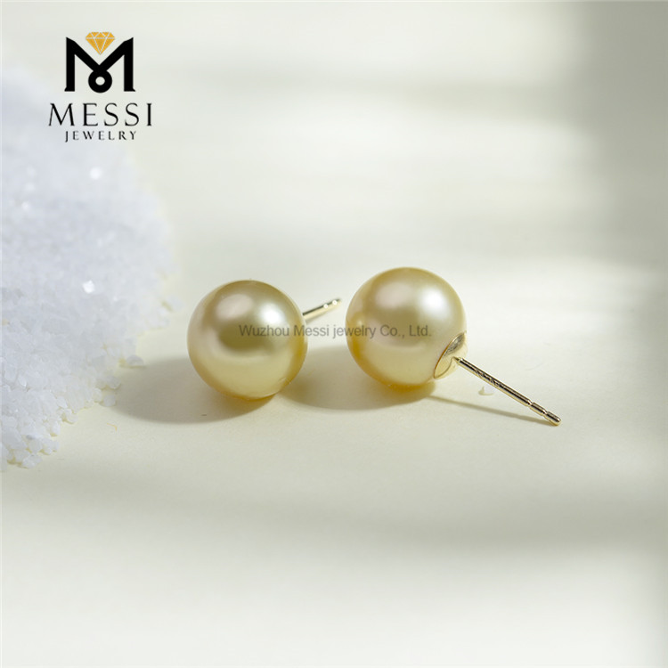 9-10mm Luxury & Unique Jewelry 18k Designer Golden South Seas Pearl Earrings