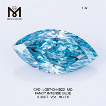3.36CT MQ FANCY INTENSE BLUE VS1 VG EX CVD Blue Diamond Store