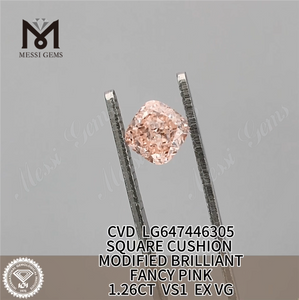 1.26CT CUSHION FANCY PINK VS1 fabricated diamonds CVD LG647446305 