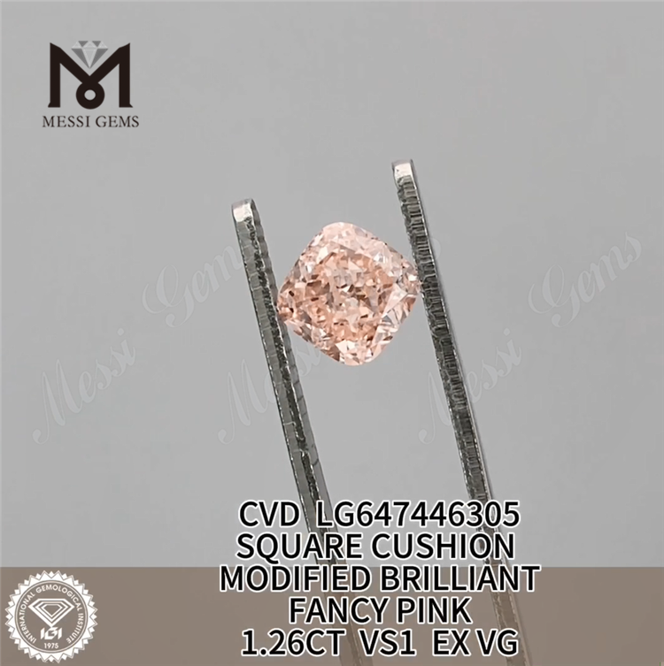 1.26ct Cushion Umbra Pink Vs1 Fabricated Diamond CVD LG647446305 