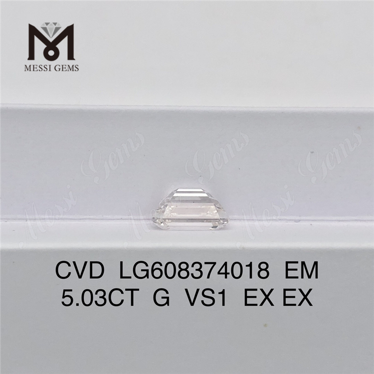 5.03CT G VS1 Emerald cut synthetic diamonds online Sparkle with Confidence丨Messigems CVD LG608374018