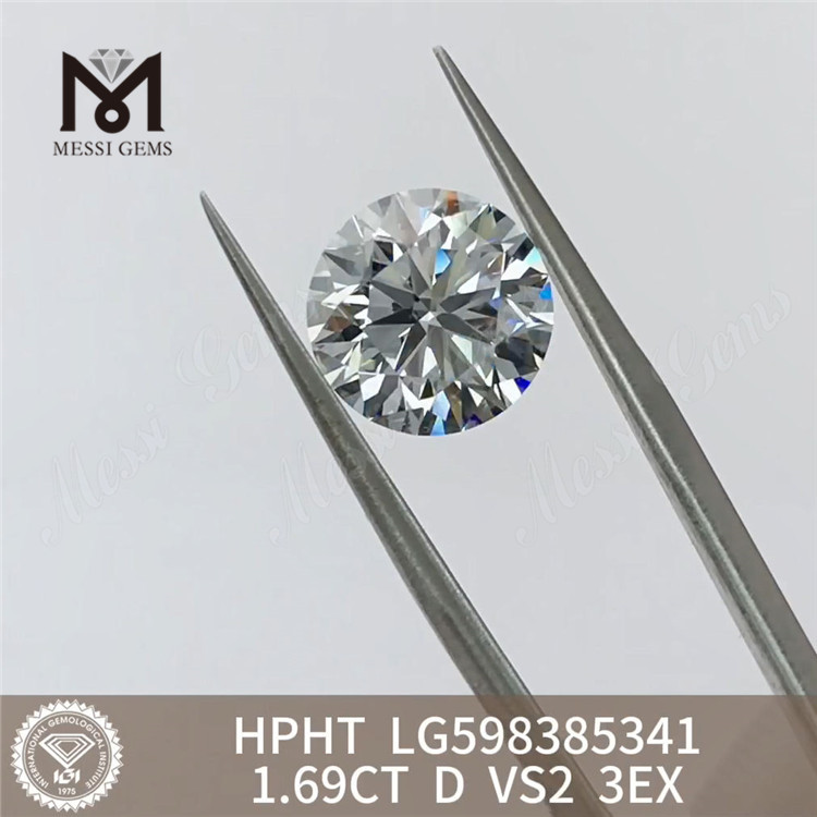 1.69CT D VS2 3EX hpht round lab grown diamonds Wholesale Excellence LG598385341丨Messigems