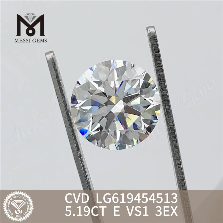 5.23CT E VS1 3EX Round Simulated Diamond CVD LG619454515丨Messigems