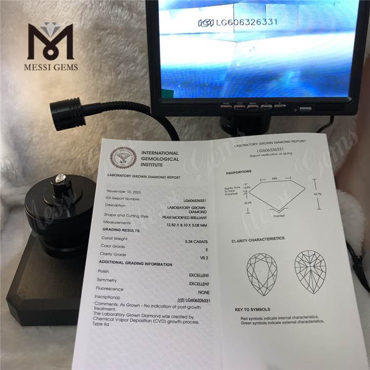 3.34CT E VS2 PS chemical vapor deposition diamond for All Your Jewelry Needs LG6063263
