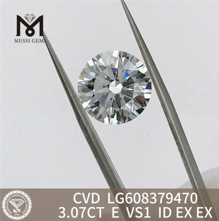 3.07CT E VS1 RD 3ct cvd synthetic diamond LG608379470 for Custom Settings丨Messigems 
