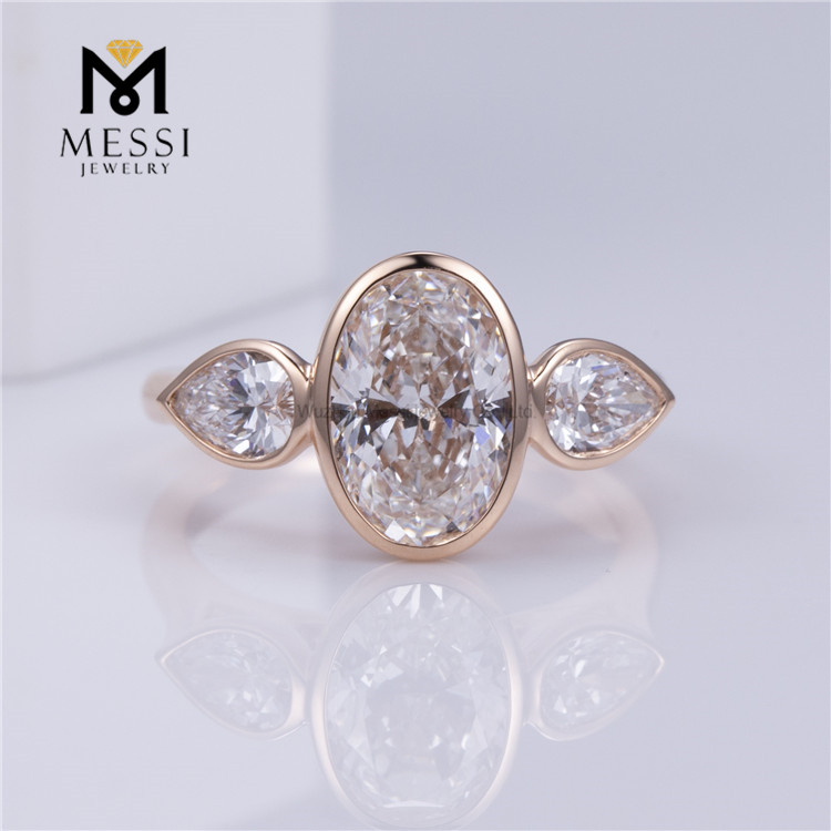 9.03*6.14mm OVAL IGI Lab Diamond Bezel Set Laboratory Diamond Engagement Rings