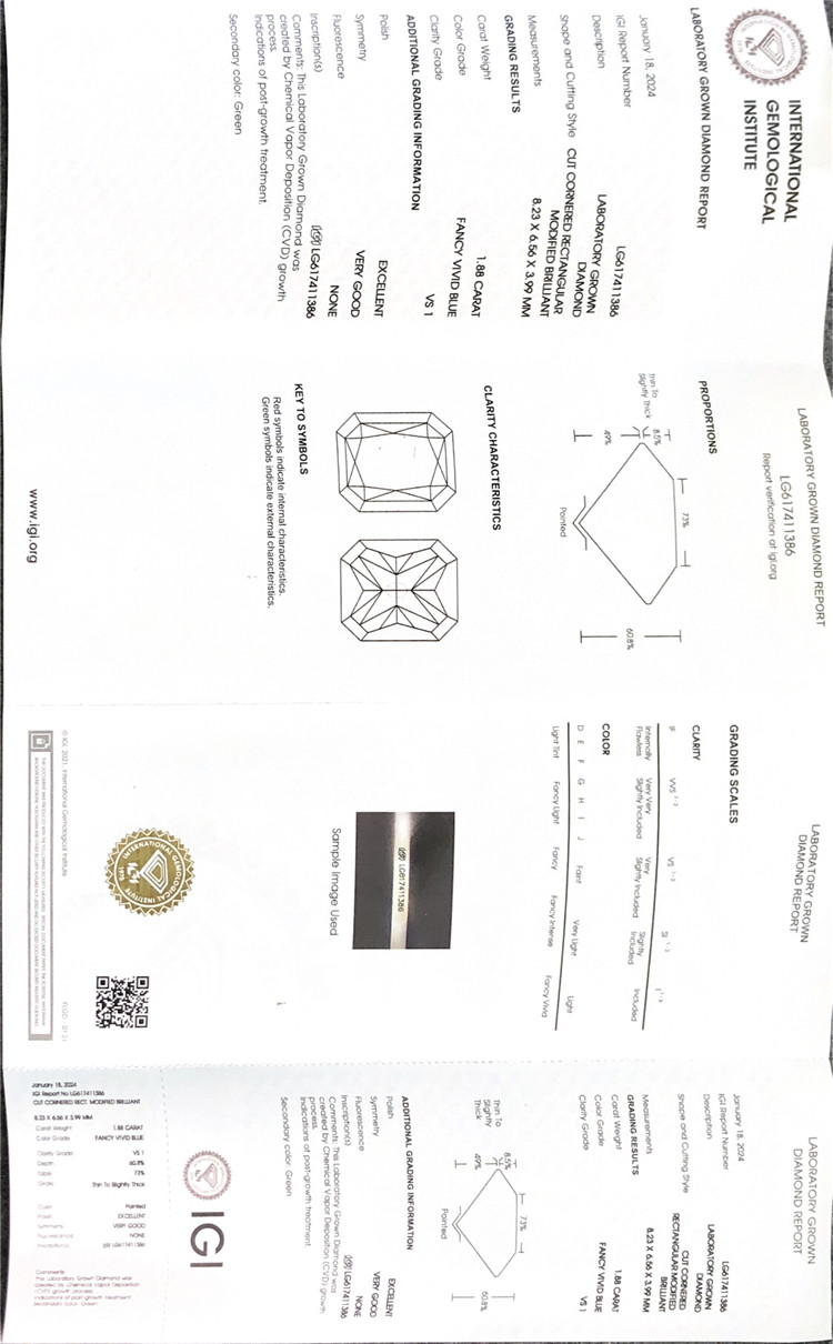 1.88ct IGI loose manufactured diamonds