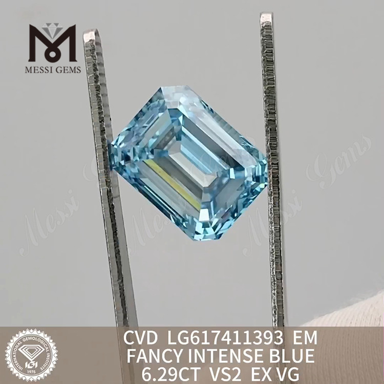 6.29CT EM VS2 FANCY INTENSE BLUE lab grown cvd diamond丨Messigems CVD LG617411393