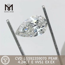 4.24CT Pear Cut IGI Diamond E VVS1 EX EX CVD LG592359070丨Messigems
