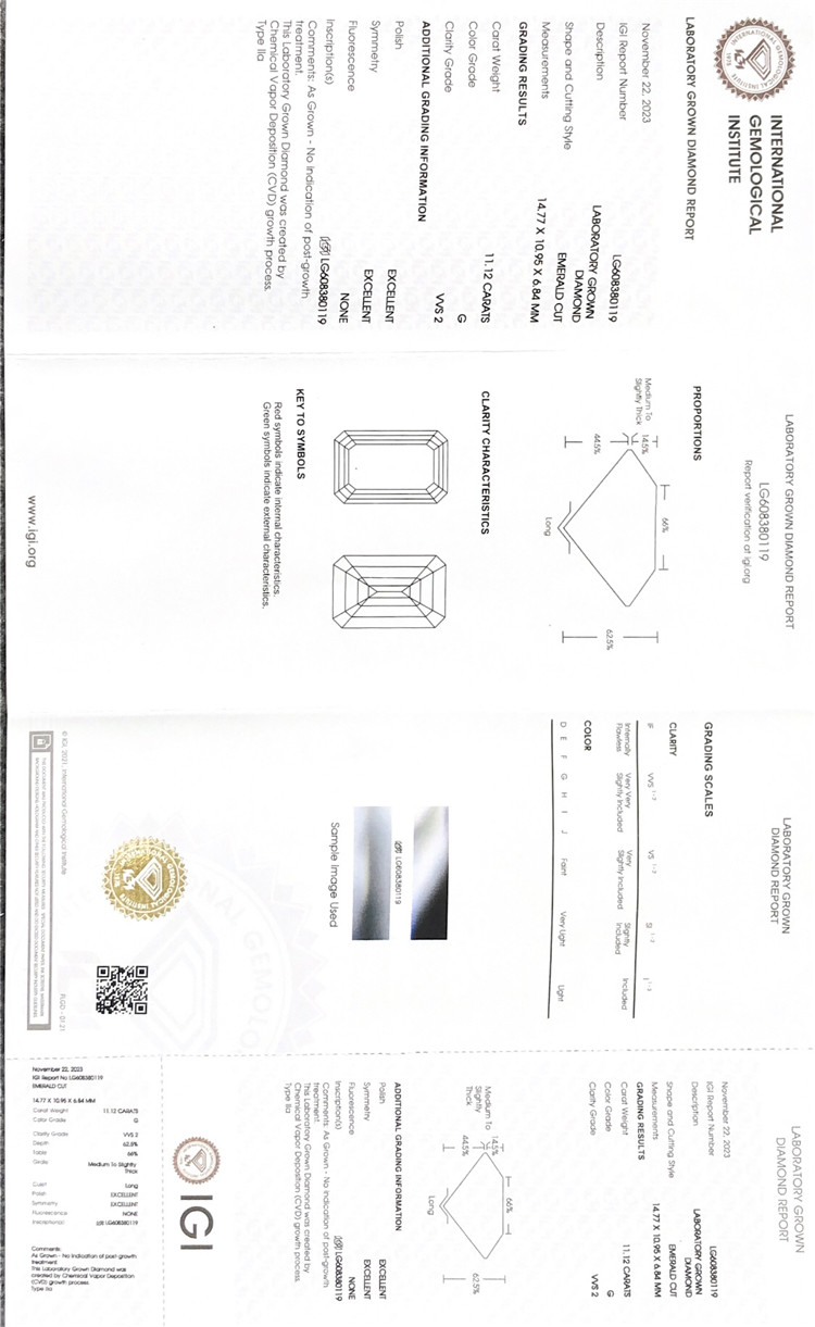 11ct emerald igi lab made diamonds