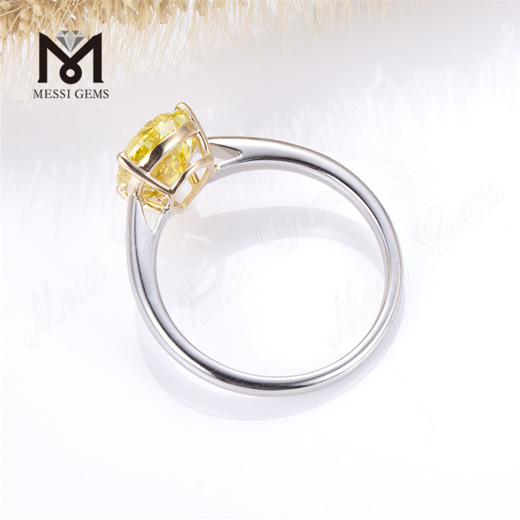 3ct Solitaire Elegance Lab grown diamond Yellow Pear Diamond Ring