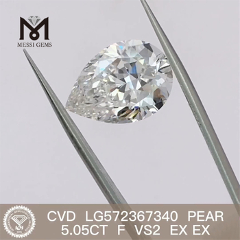 5.05ct PEAR F VS2 EX EX CVD lab made diamond LG572367340