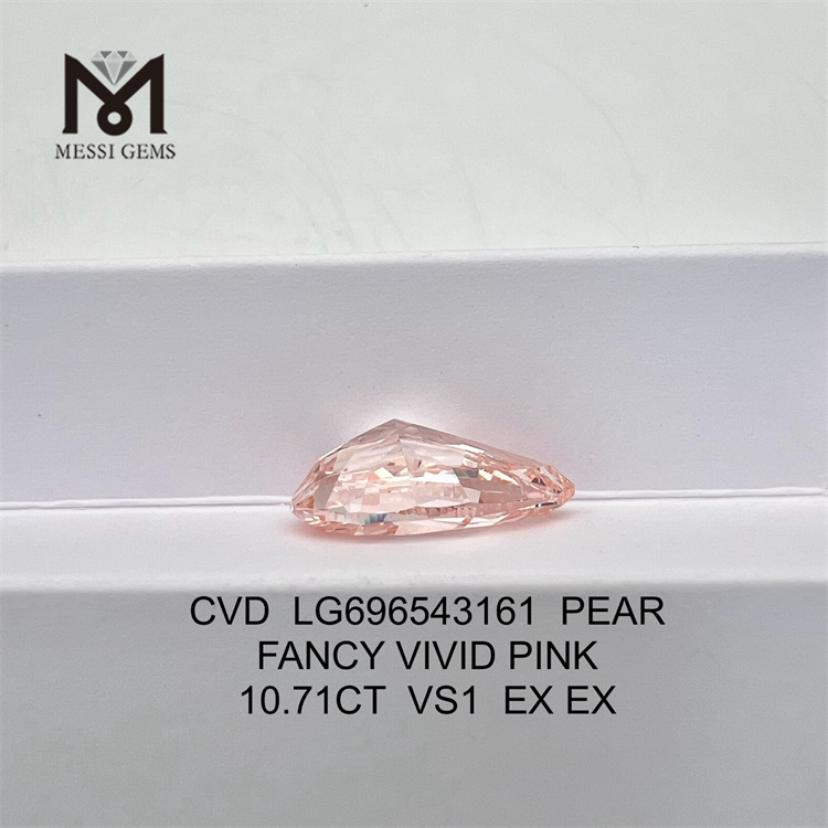 10.71CT VS1 PEAR FANCY VIVID PINK EX EX simulated diamond CVD LG696543161