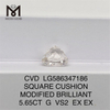 5.65CT G VS2 SQUARE CUSHION MODIFIED BRILLIANT simulated diamonds CVD LG586347186 