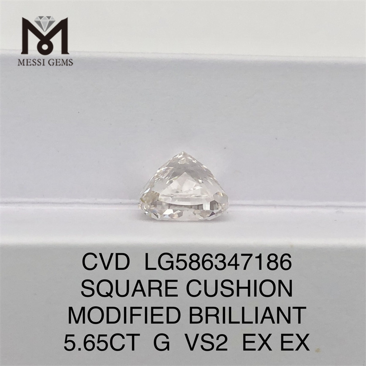 5.65CT G VS2 SQUARE CUSHION MODIFIED BRILLIANT simulated diamonds CVD LG586347186 