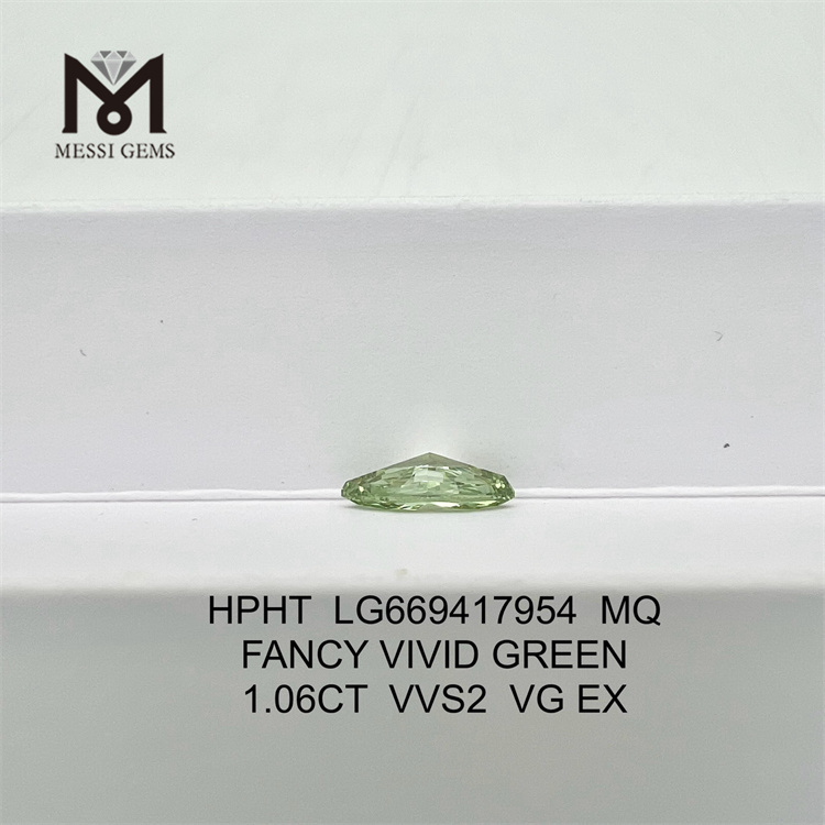 1.06CT VVS2 VG EX MQ FANCY VIVID GREEN HPHT Sustainable Lab Created Diamond LG669417954