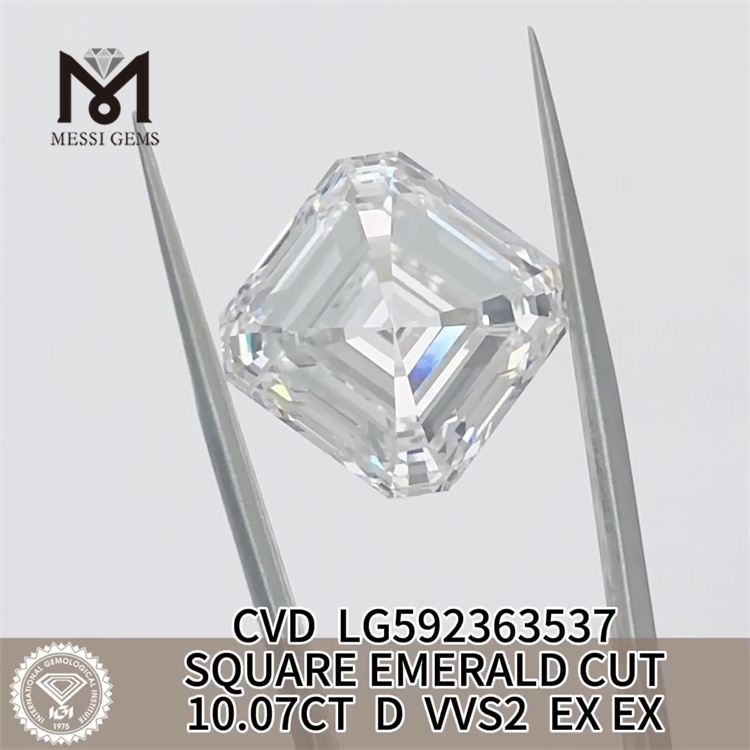 10.07ct D VVS2 CVD Square Emerald Sy Simulerede Diamonds LG592363537 