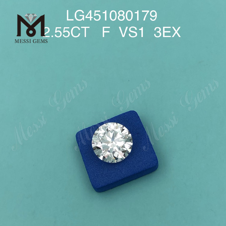 2.55 ct F VS1 3EX Cut Round best price lab grown diamonds