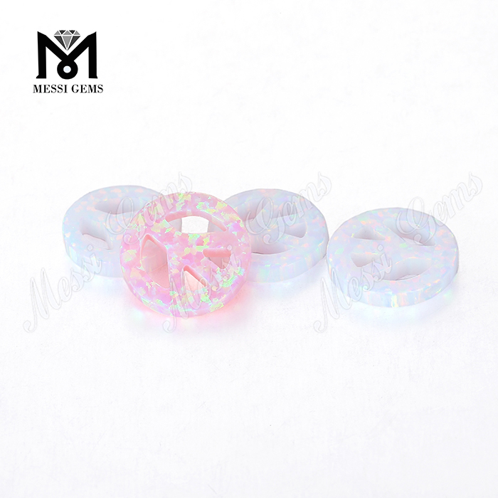 peace shape gemstones shape pink color cabochon synthetic opal stones 