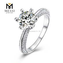 Christmas gift solitaire moissanite woman ring jewelry 14k gold plating 925 silver rings
