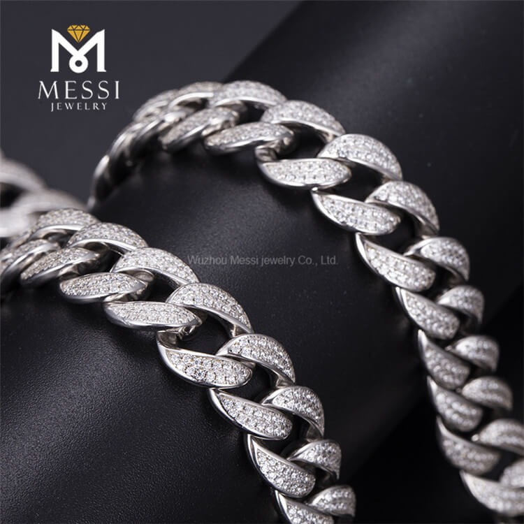 925 Silber handgefertigt Moissanit aus Bling Cuban Chain Link