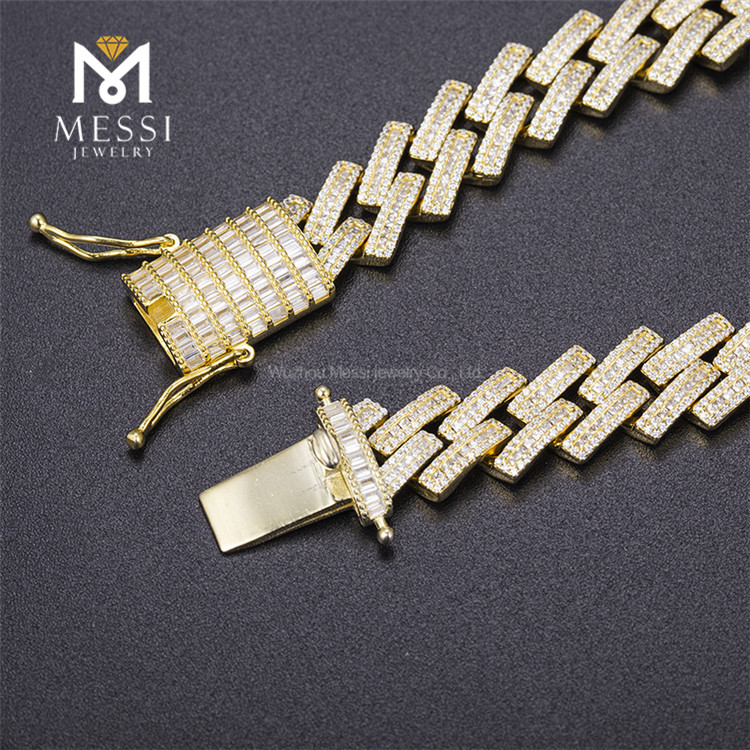 Custom Iced Out Men yellow gold plating 925 Sterling Silver Cuban Link Chain